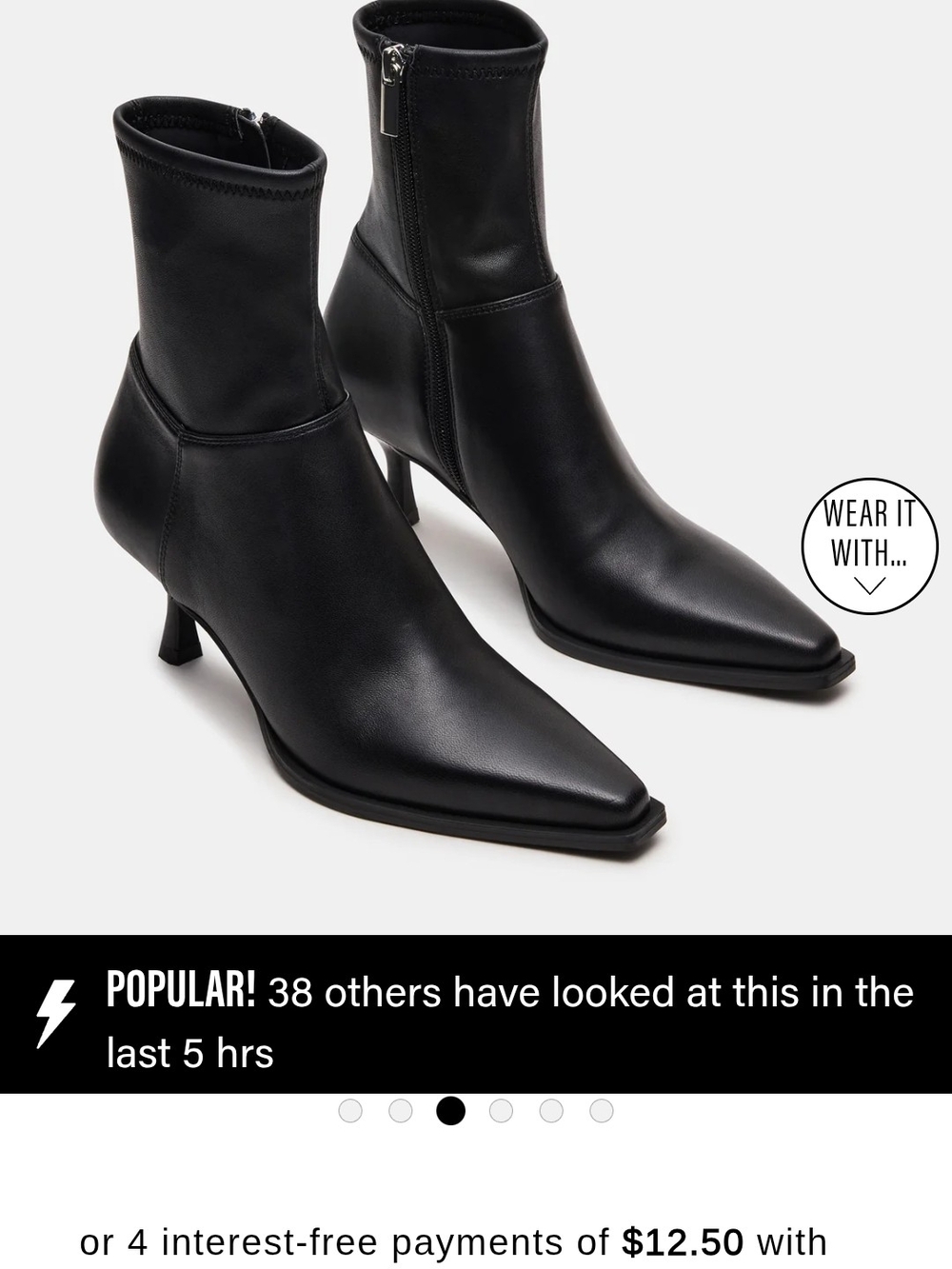 Steve Madden Black Pointed Sock Ankle Boots